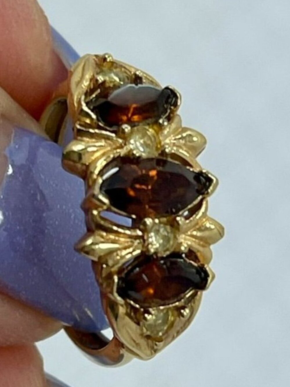 1973 Avon Royal Occasion Topaz Rhinestone Gold Tone Ring Size 7.5 - Picture 6 of 6